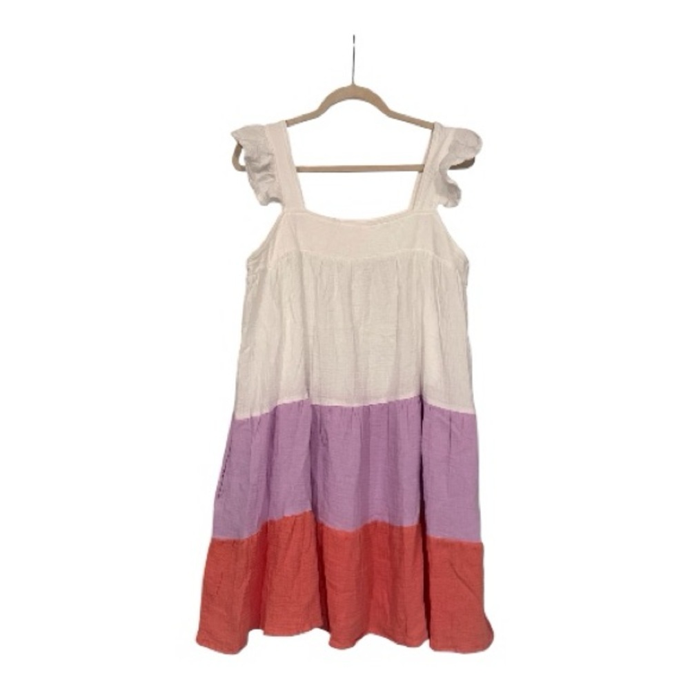 Color Block Cotton Gauze Mini Dress​